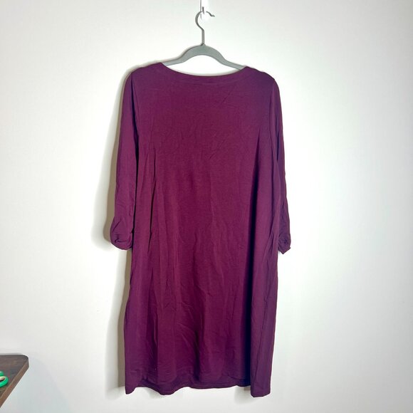 PureJill Affinity French Terry Plum Purple Shift Dress Front Pockets Sz Large - Picture 5 of 5
